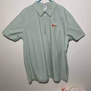 Nike light green zip-up shirt